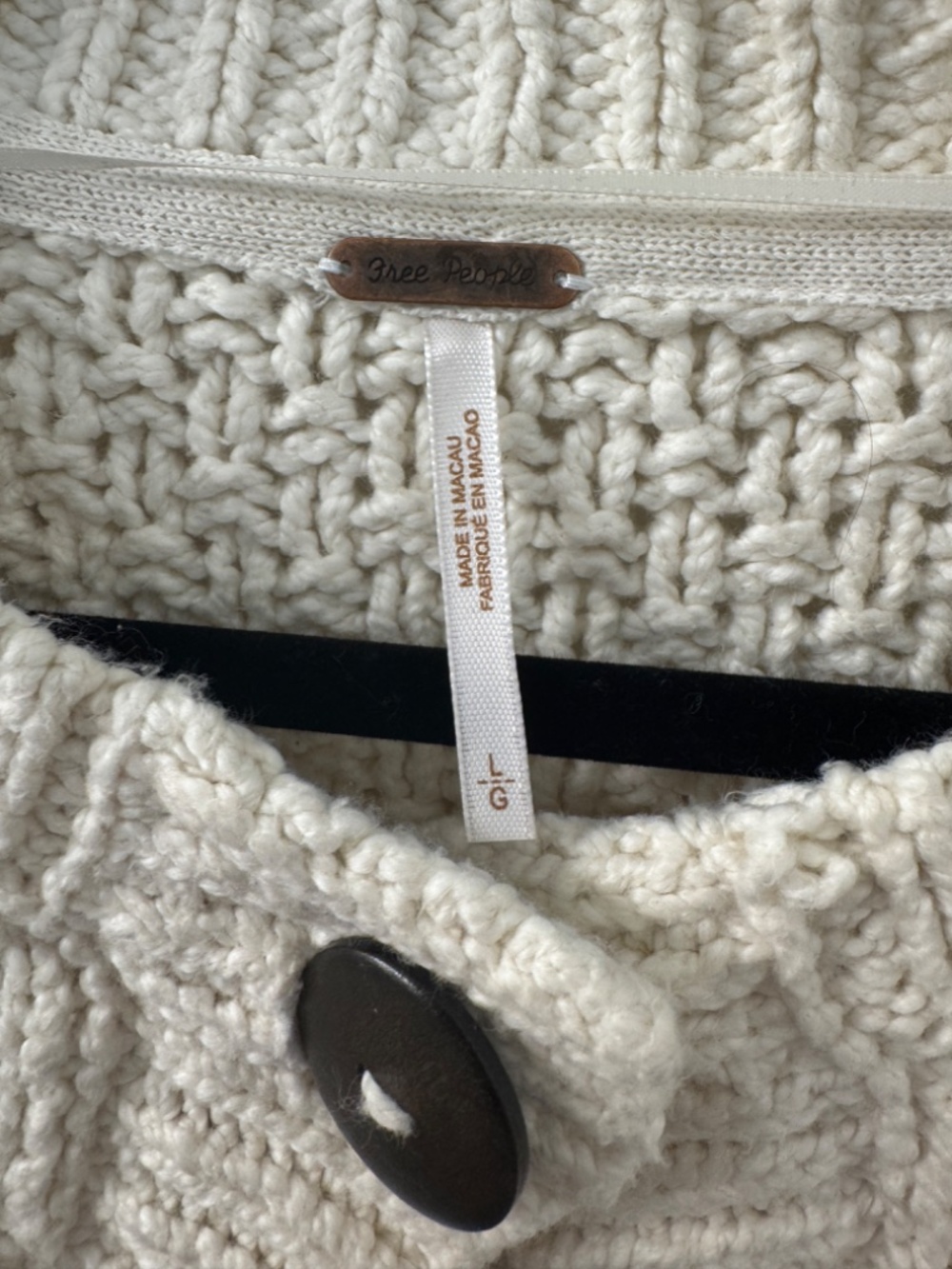 TWO Free People Cropped Bonfire Cardi Cardigans Size L - Grey & Cream - Picture 8 of 9
